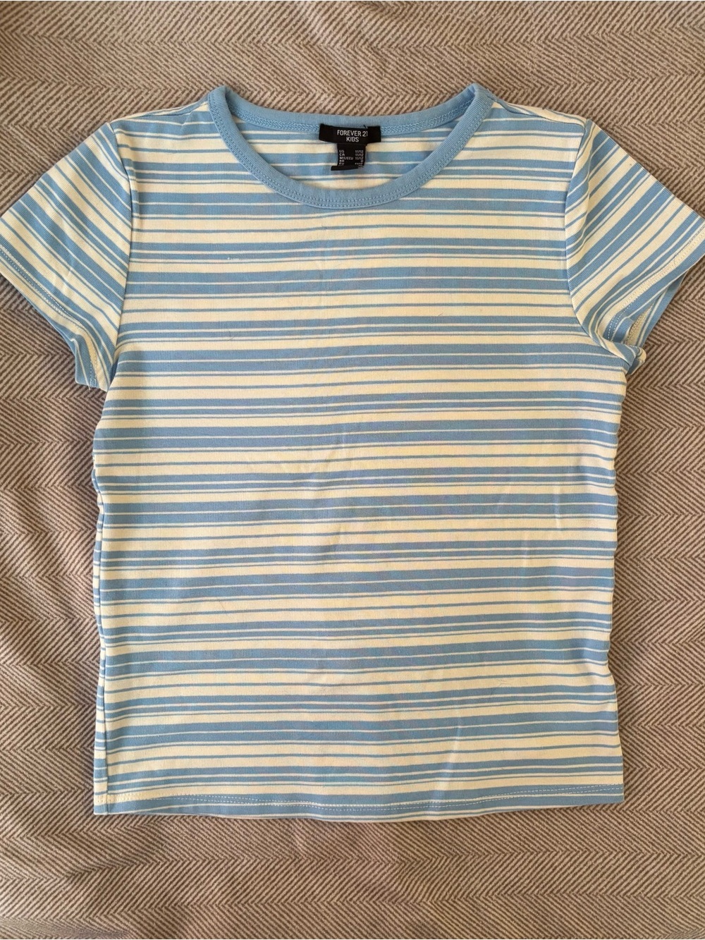 Forever 21 Kids Light Blue & Cream Striped Tee